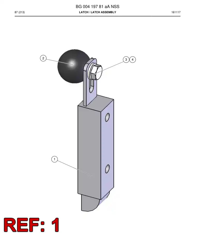BG00419779a BG 004 197 79a Latch - Sandvik Technical Drawing