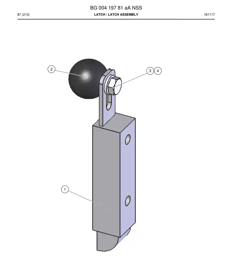 BG00419781a BG 004 197 81a Latch - Sandvik Technical Drawing