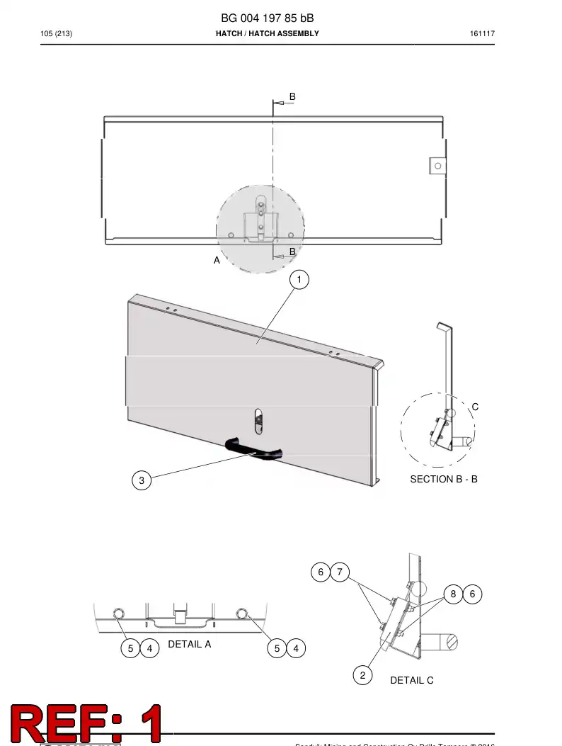 BG00419782a BG 004 197 82a Hatch - Sandvik Technical Drawing
