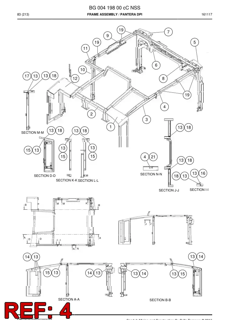 BG00419792a BG 004 197 92a Side, Frame - Sandvik Technical Drawing