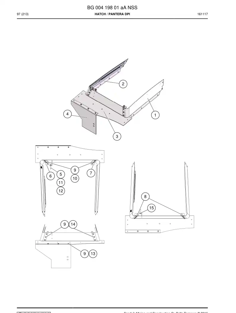 BG00419801a BG 004 198 01a Hatch - Sandvik Technical Drawing