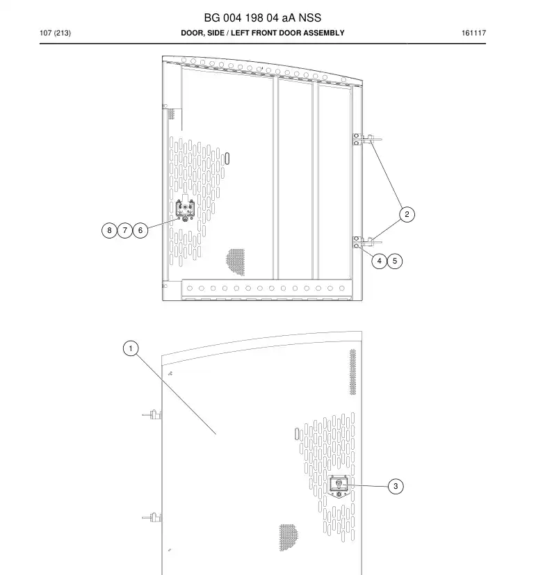 BG00419804a BG 004 198 04a Door, Side - Sandvik Technical Drawing