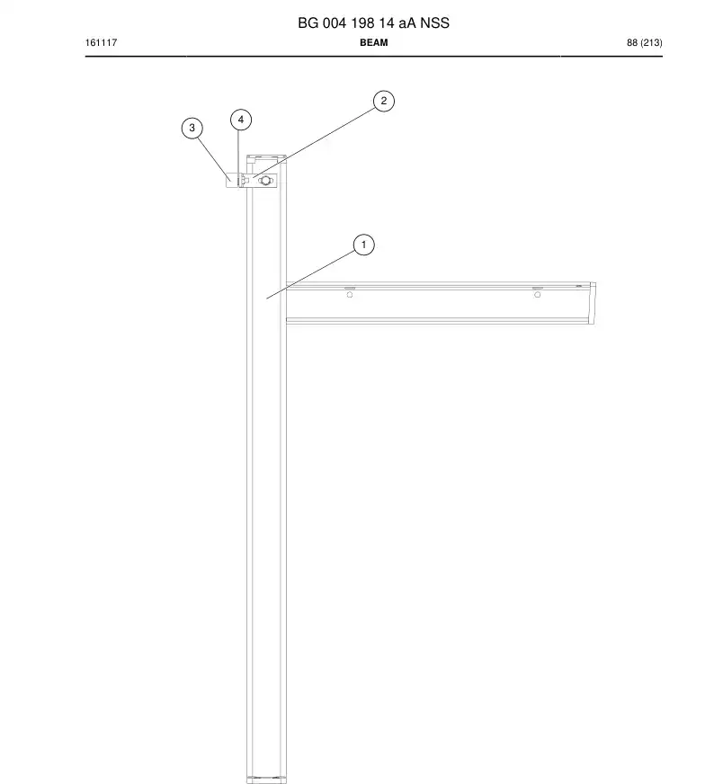 BG00419814a BG 004 198 14a Beam - Sandvik Technical Drawing