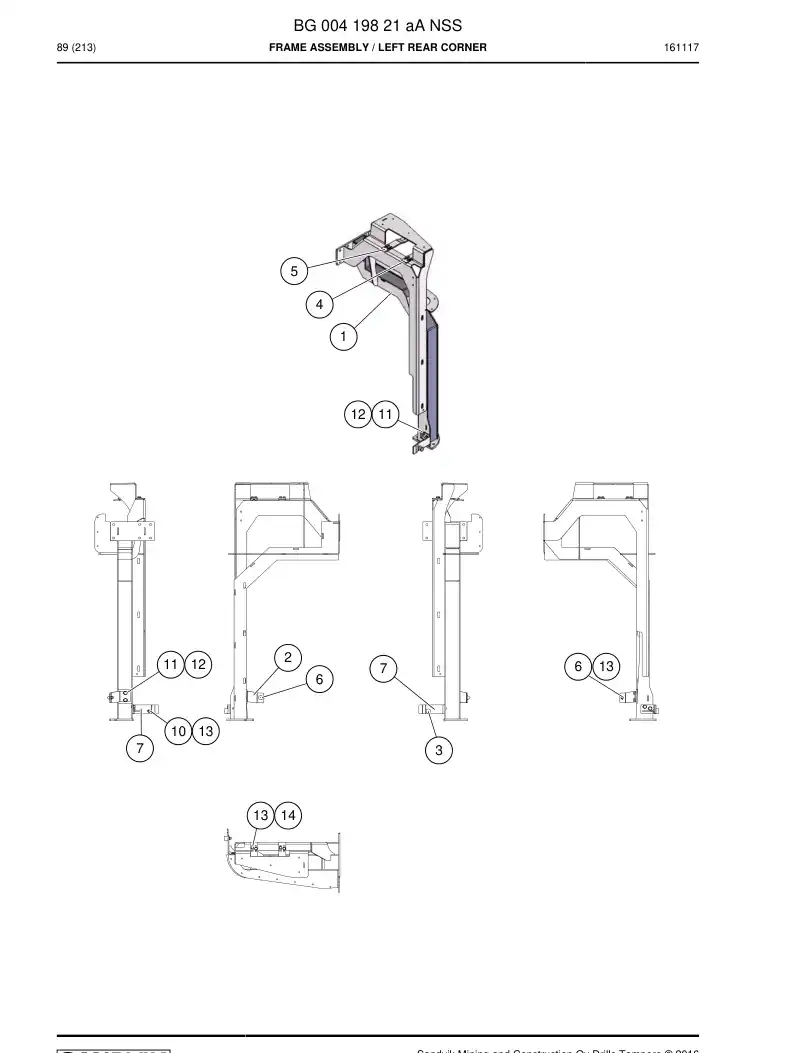 BG00419821a BG 004 198 21a Frame Assembly - Sandvik Technical Drawing