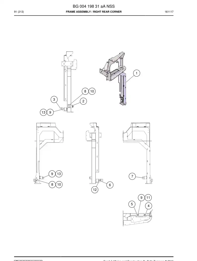 BG00419831a BG 004 198 31a Frame Assembly - Sandvik Technical Drawing