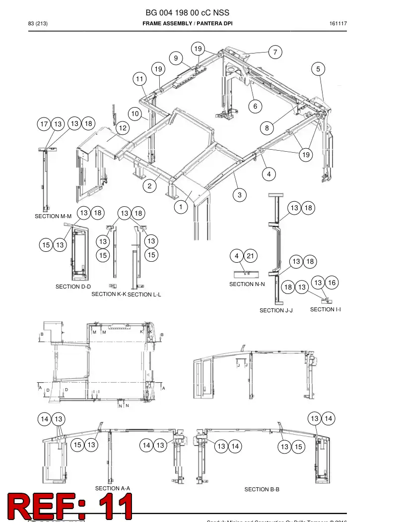 BG00419851a BG 004 198 51a Frame - Sandvik Technical Drawing
