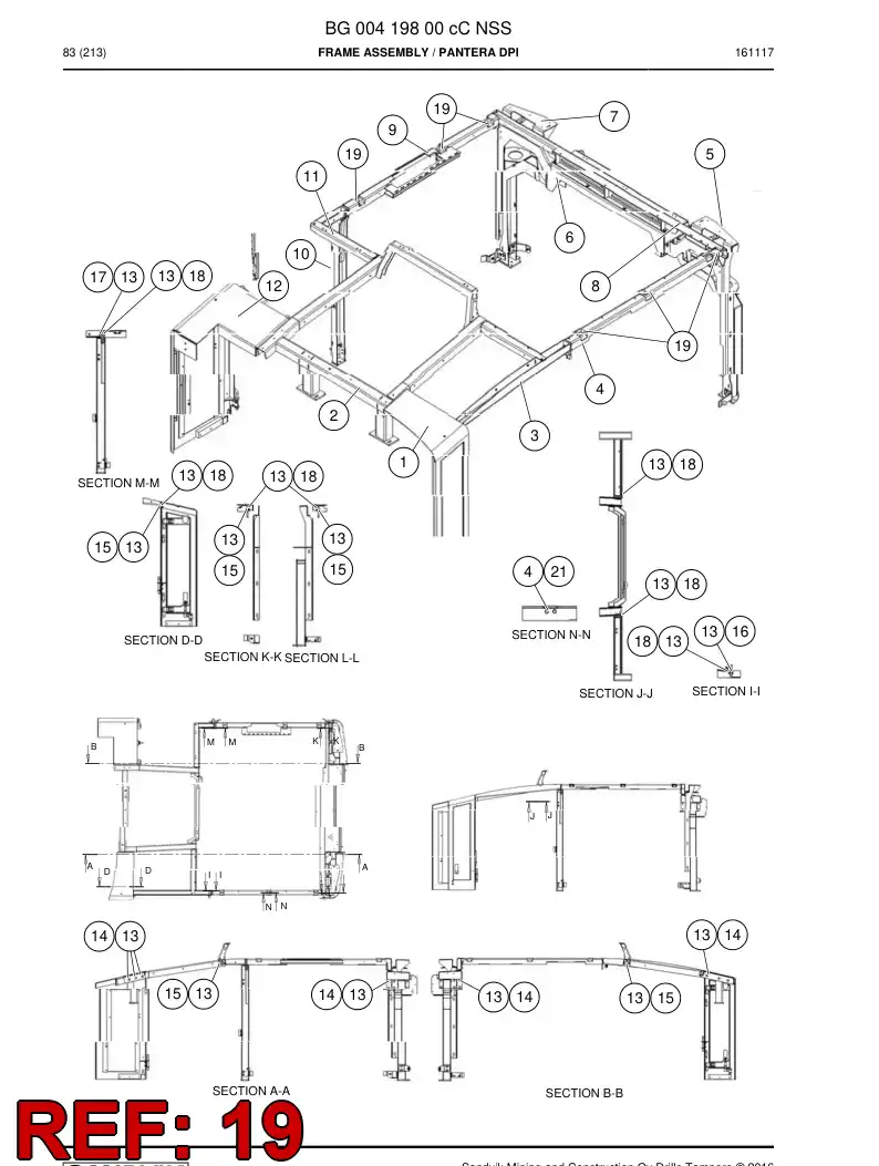 BG00419852a BG 004 198 52a Support - Sandvik Technical Drawing