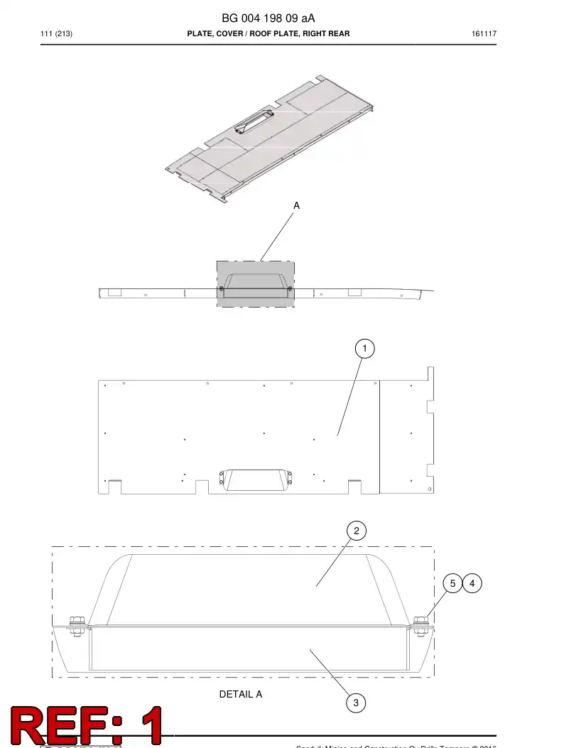 BG00419860a BG 004 198 60a Plate, Cover - Sandvik Technical Drawing