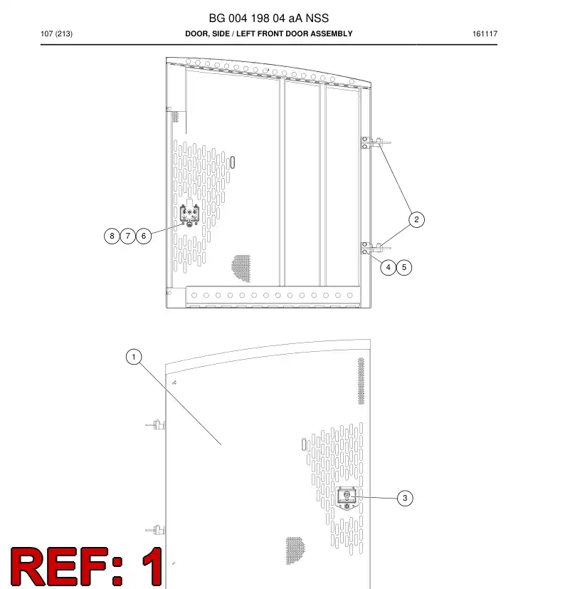 BG00419882a BG 004 198 82a Door, Side - Sandvik Technical Drawing