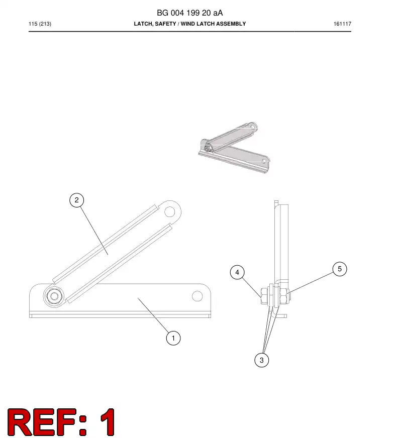 BG00419918a BG 004 199 18a Latch, Safety - Sandvik Technical Drawing