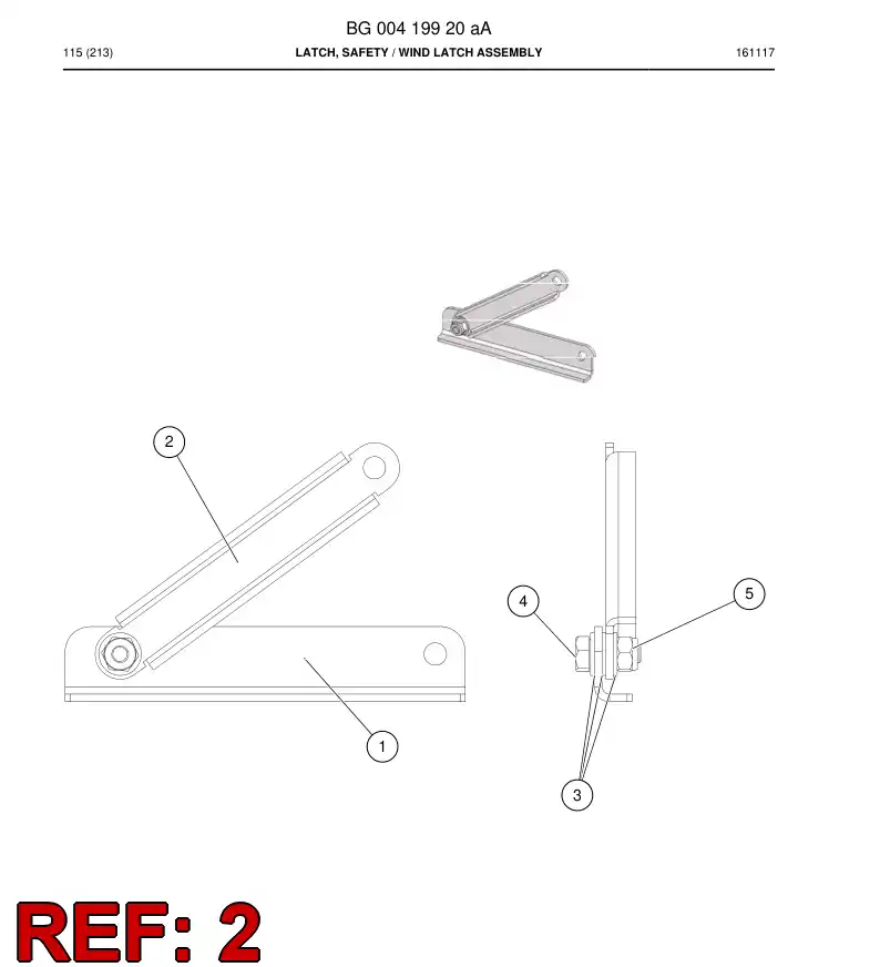 BG00419919a BG 004 199 19a Latch, Safety - Sandvik Technical Drawing