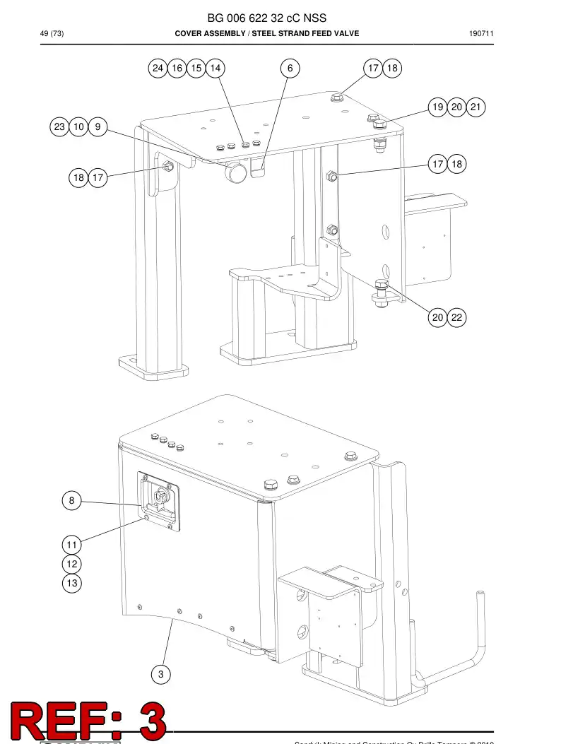 BG00419990a BG 004 199 90a Door Assembly - Sandvik Technical Drawing