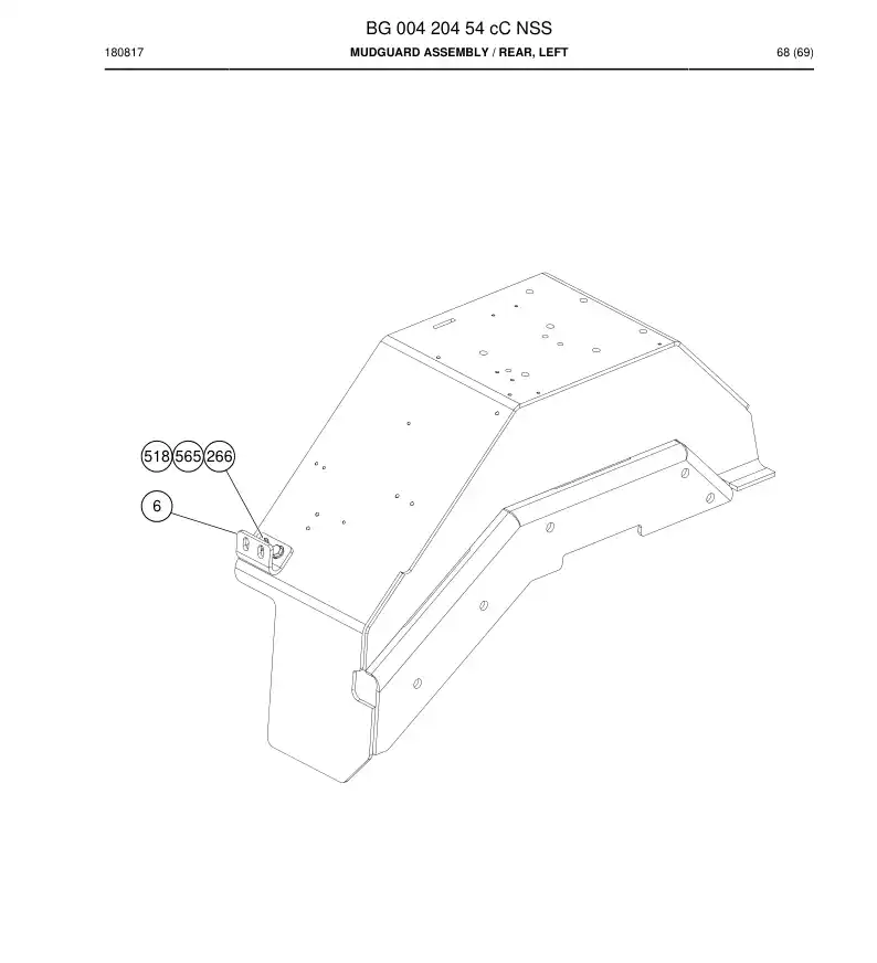 BG00420454c BG 004 204 54c Mudguard Assembly - Sandvik Technical Drawing