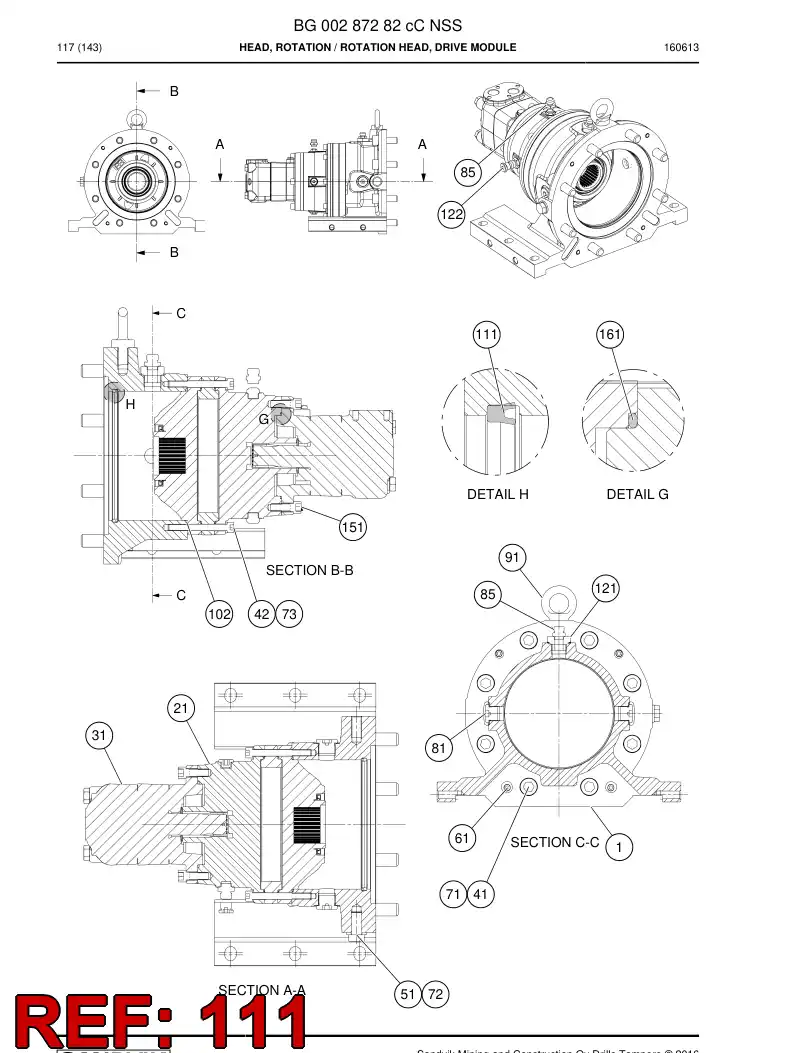 BG00422769a BG 004 227 69a Seal, U - Sandvik Technical Drawing