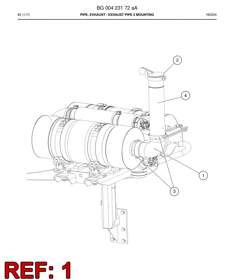 BG00423174a BG 004 231 74a Pipe, Exhaust - Sandvik Technical Drawing