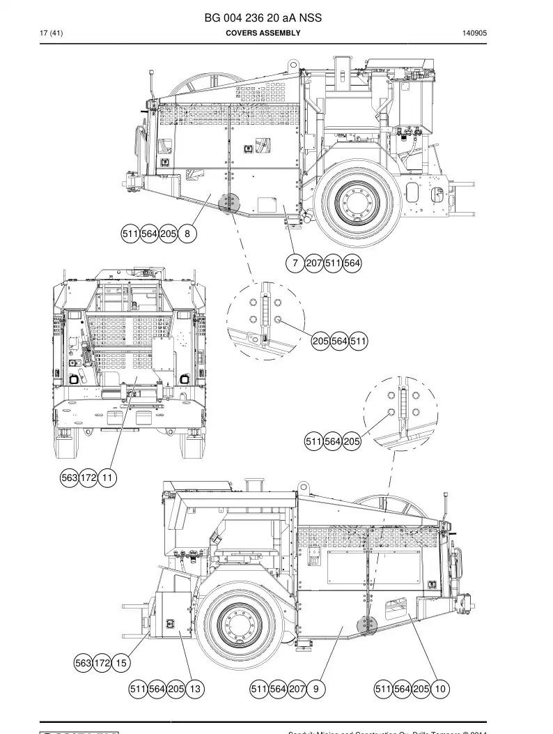BG00423620a BG 004 236 20a Covers assembly - Sandvik Technical Drawing