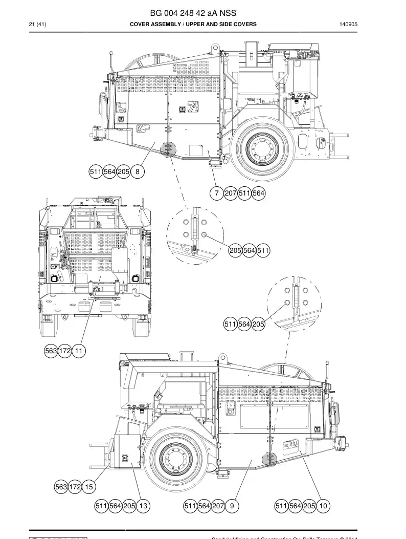BG00424842a BG 004 248 42a Cover Assembly - Sandvik Technical Drawing