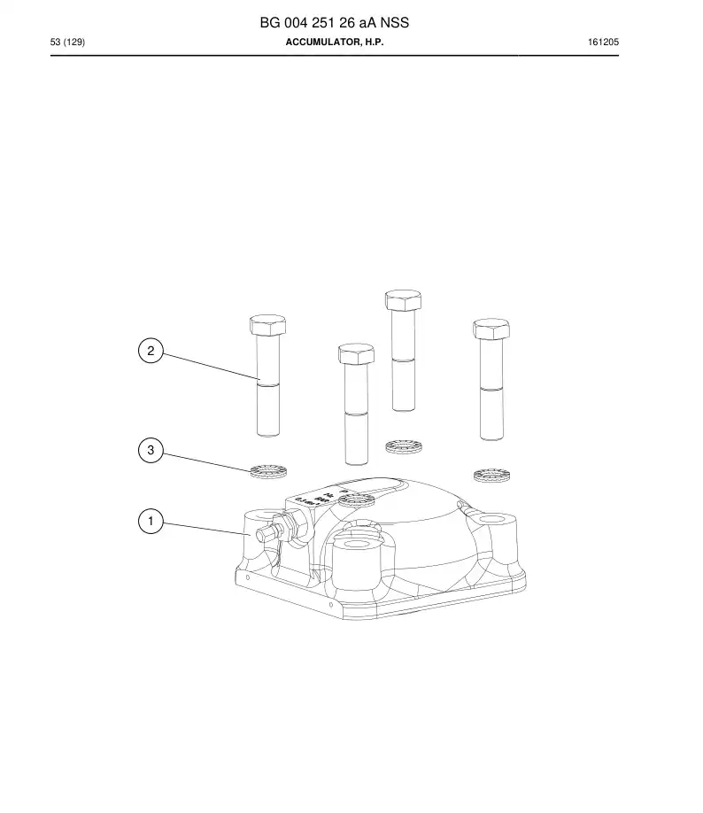 BG00425126a BG 004 251 26a Accumulator, H.P. - Sandvik Technical Drawing