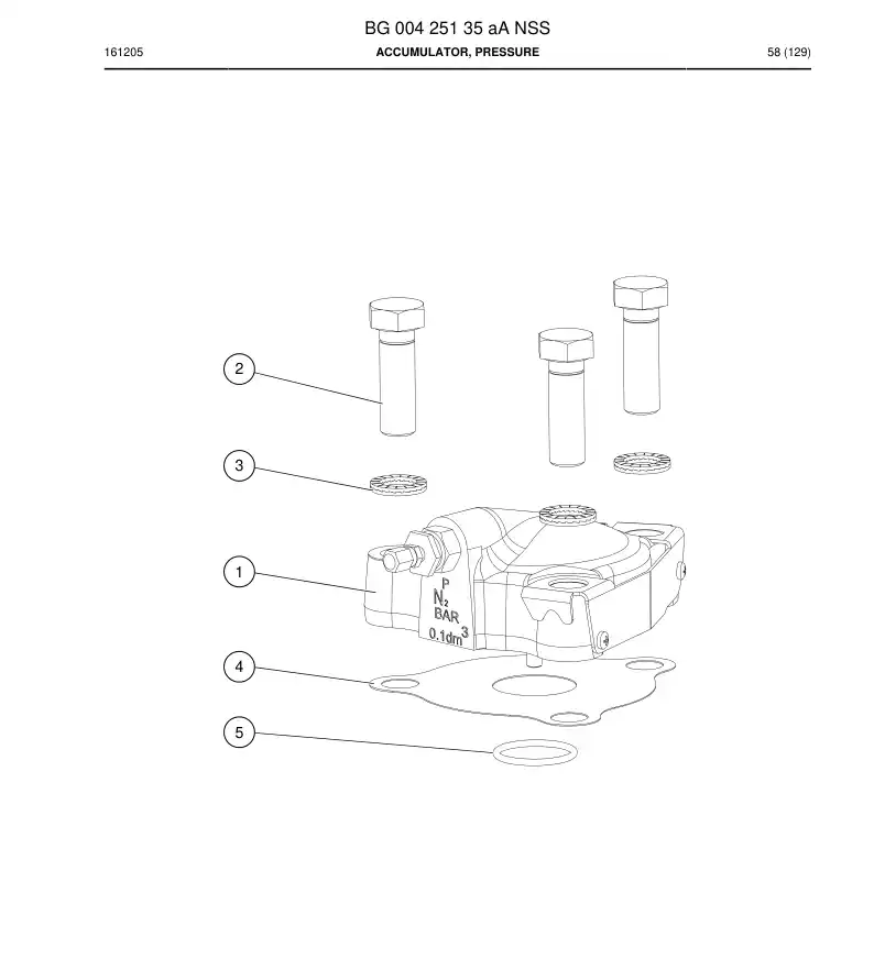 BG00425135a BG 004 251 35a Accumulator, Pressure - Sandvik Technical Drawing