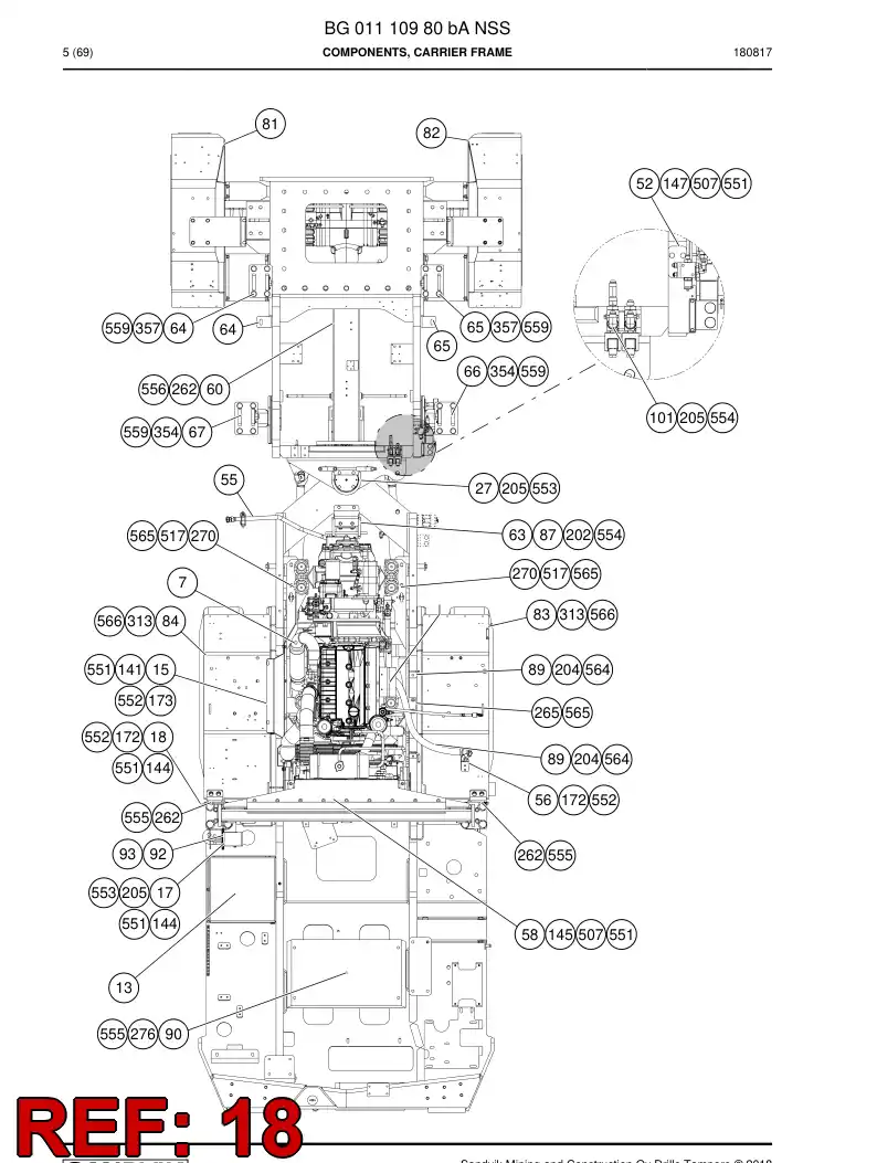 BG00425184a BG 004 251 84a Bracket - Sandvik Technical Drawing
