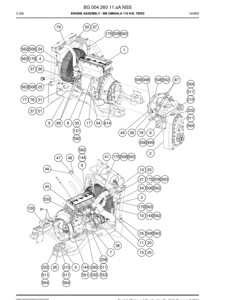 BG00426011a BG 004 260 11a Engine Assembly - Sandvik Technical Drawing