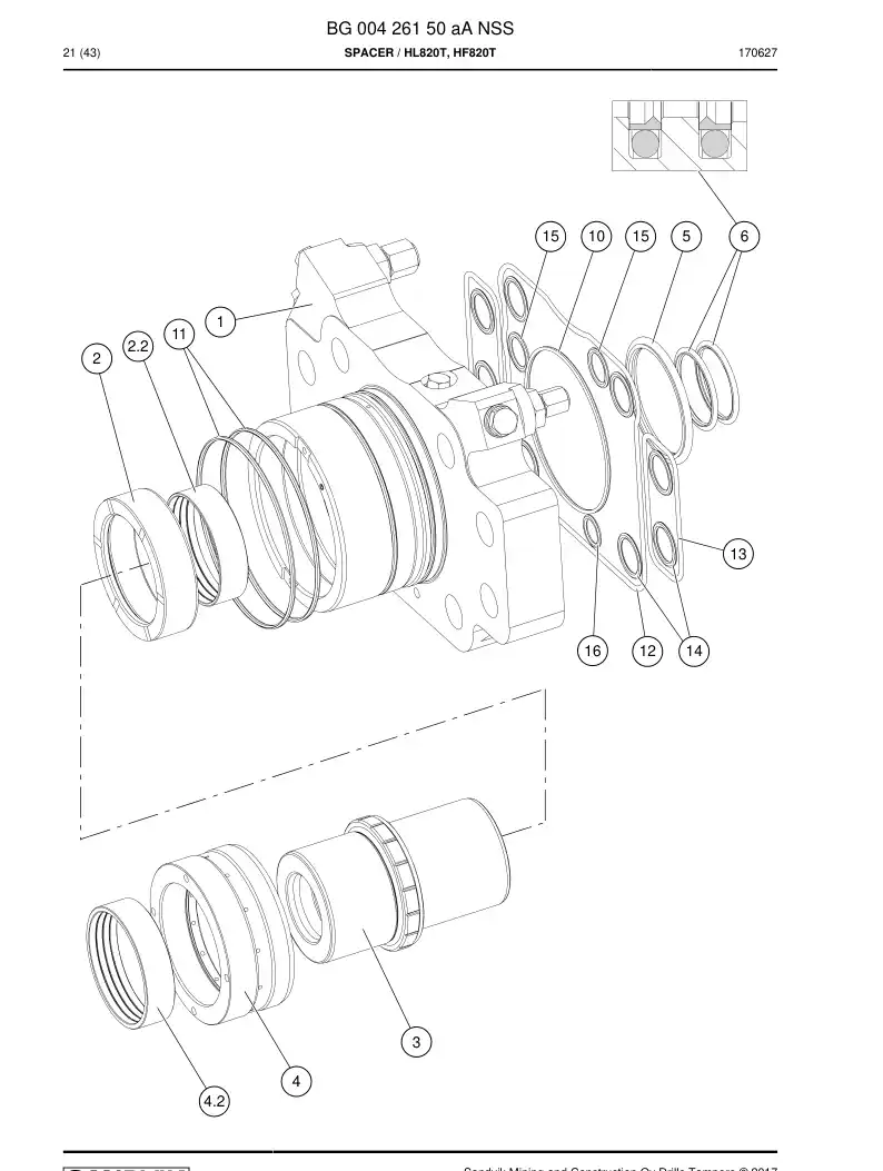 BG00426150a BG 004 261 50a Spacer - Sandvik Technical Drawing