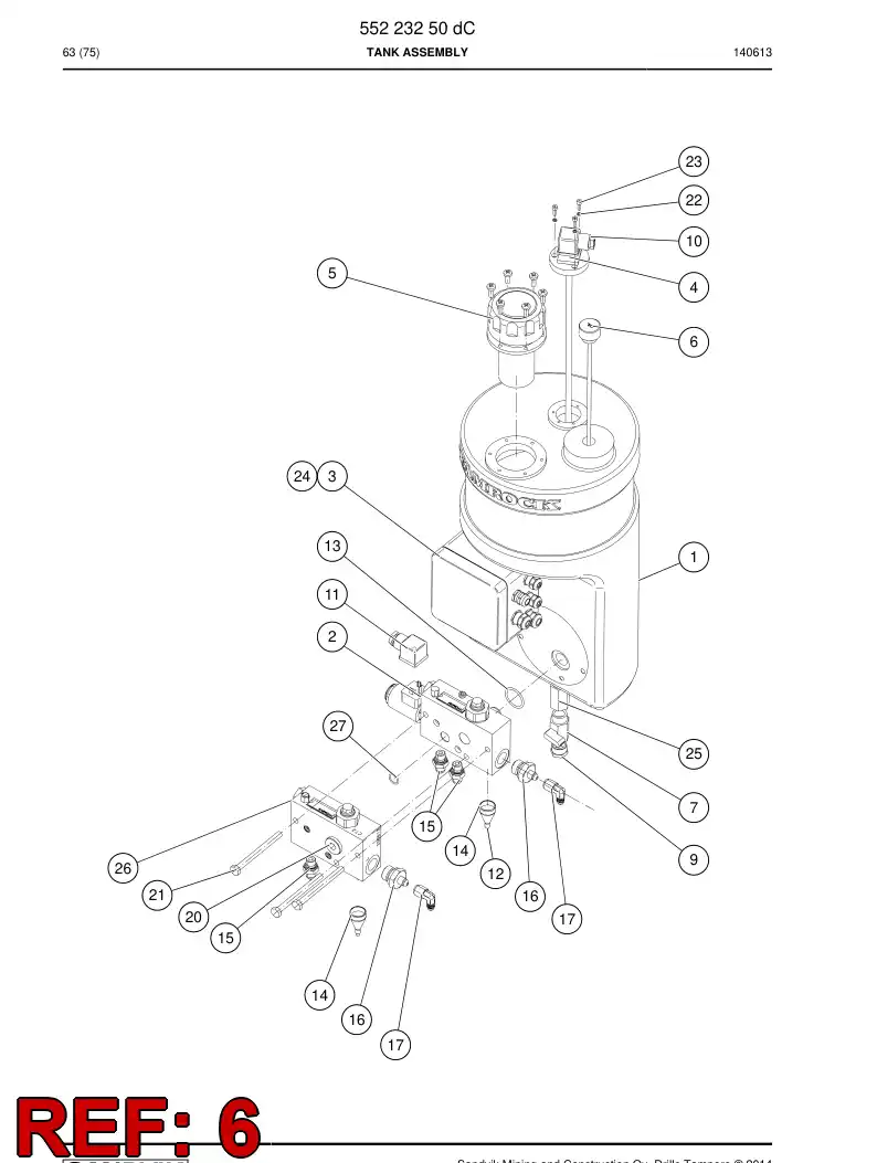 BG00426167a BG 004 261 67a OIL LEVEL DIPSTICK - Sandvik Technical Drawing