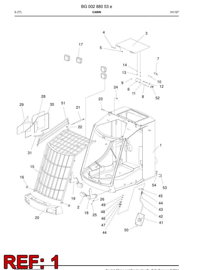 BG00426735a BG 004 267 35a Frame, Cabin - Sandvik Technical Drawing