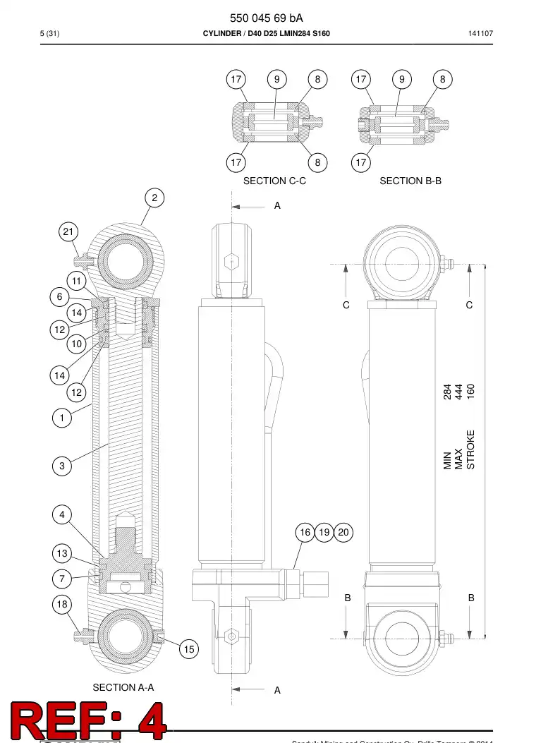 BG00427824a BG 004 278 24a PISTON - Sandvik Technical Drawing