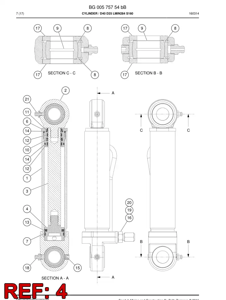 BG00427824b BG 004 278 24b PISTON - Sandvik Technical Drawing