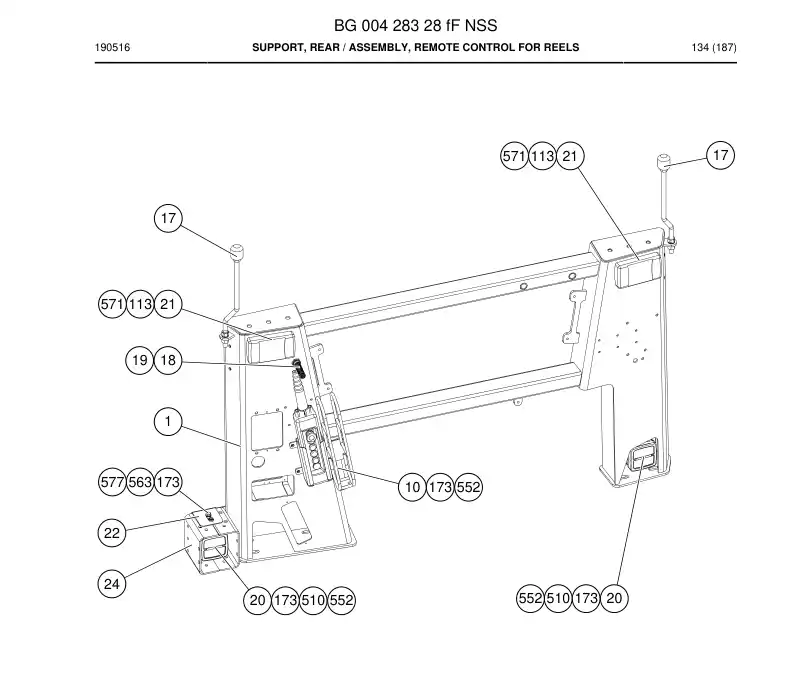 BG00428328f BG 004 283 28f Support, Rear - Sandvik Technical Drawing