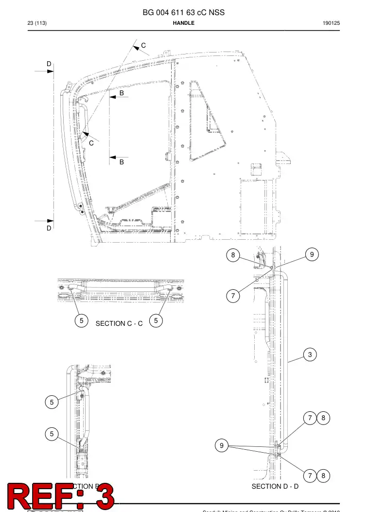 BG00428843b BG 004 288 43b Handle - Sandvik Technical Drawing