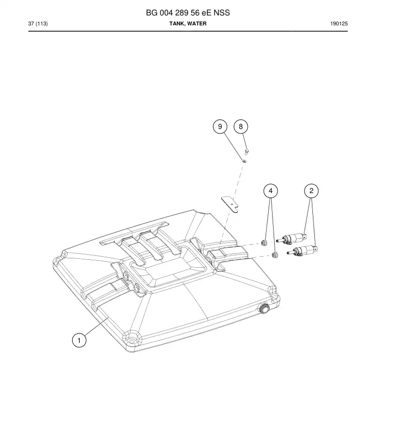 BG00428956f BG 004 289 56f Tank, Water - Sandvik Technical Drawing