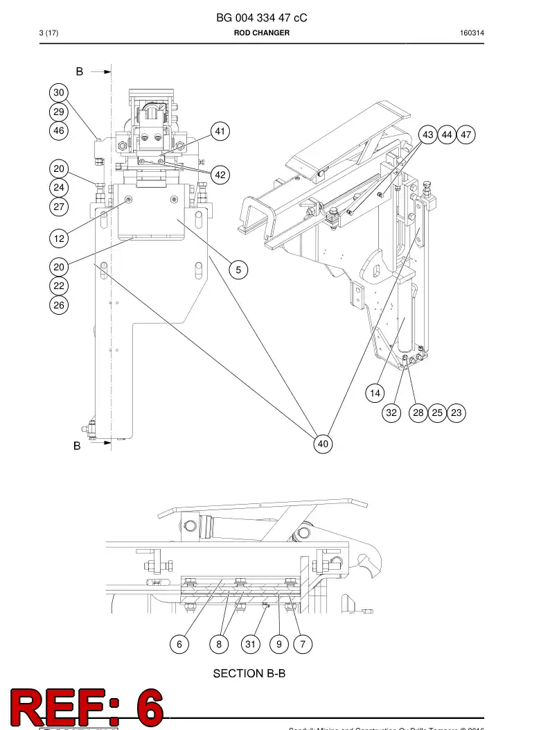 BG00428983a BG 004 289 83a Slipper Pad - Sandvik Technical Drawing