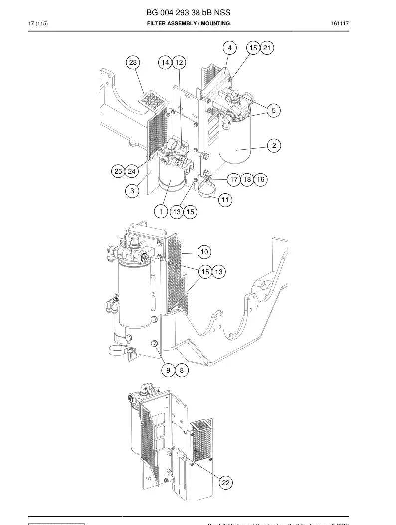 BG00429338b BG 004 293 38b Filter Assembly - Sandvik Technical Drawing
