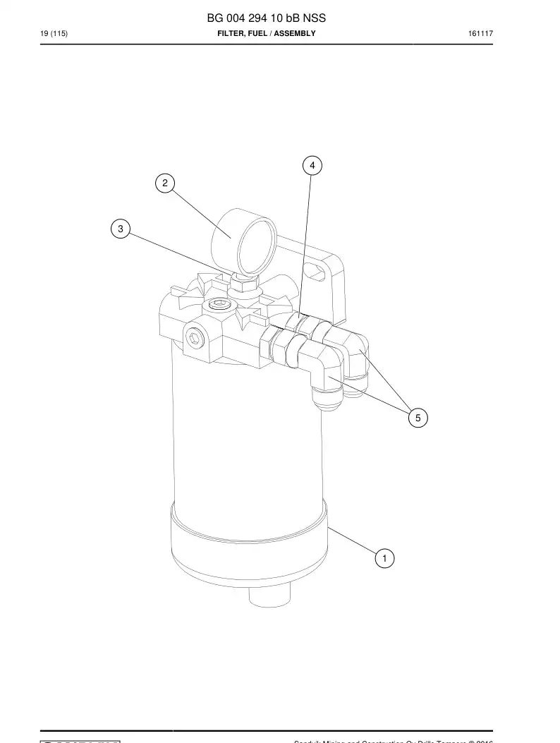 BG00429410b BG 004 294 10b Filter, Fuel - Sandvik Technical Drawing