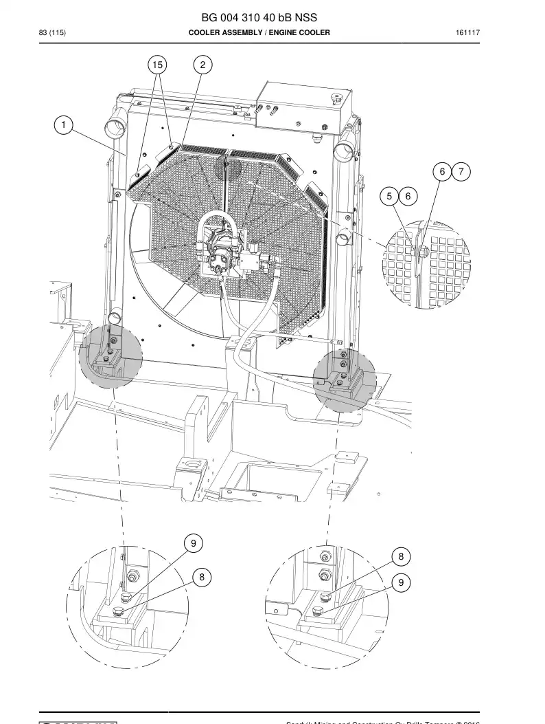 BG00431040b BG 004 310 40b Cooler Assembly - Sandvik Technical Drawing