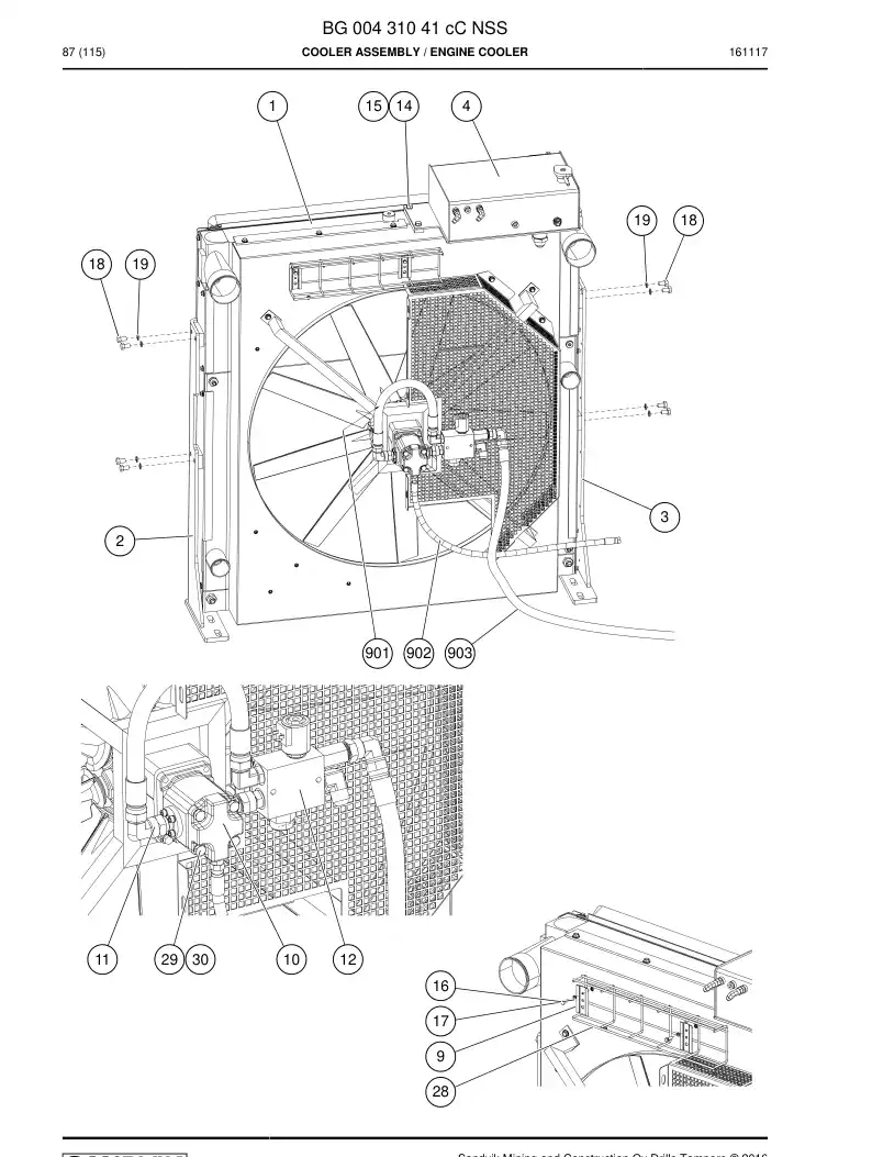 BG00431041c BG 004 310 41c Cooler Assembly - Sandvik Technical Drawing
