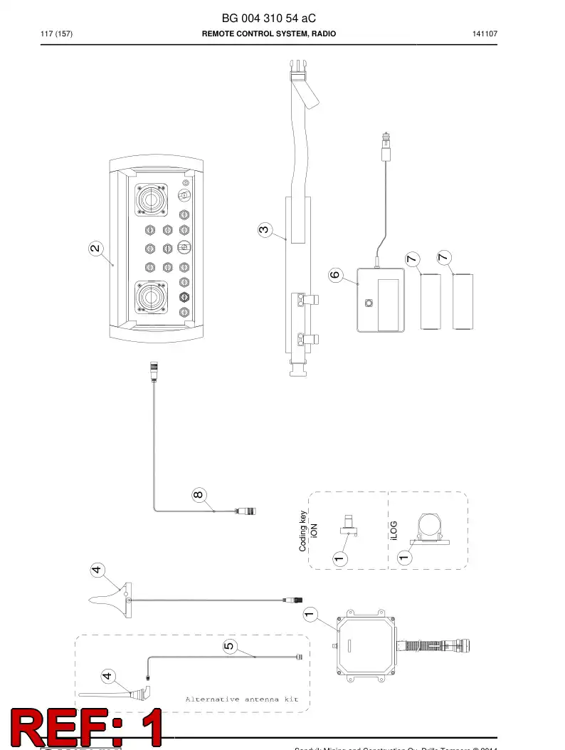 BG00431055a BG 004 310 55a Receiver, Remoter Control - Sandvik Technical Drawing