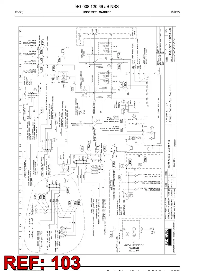BG00432205b BG 004 322 05b Hose Assembly - Sandvik Technical Drawing