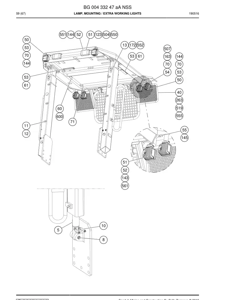 BG00433247a BG 004 332 47a Lamp, Mounting - Sandvik Technical Drawing