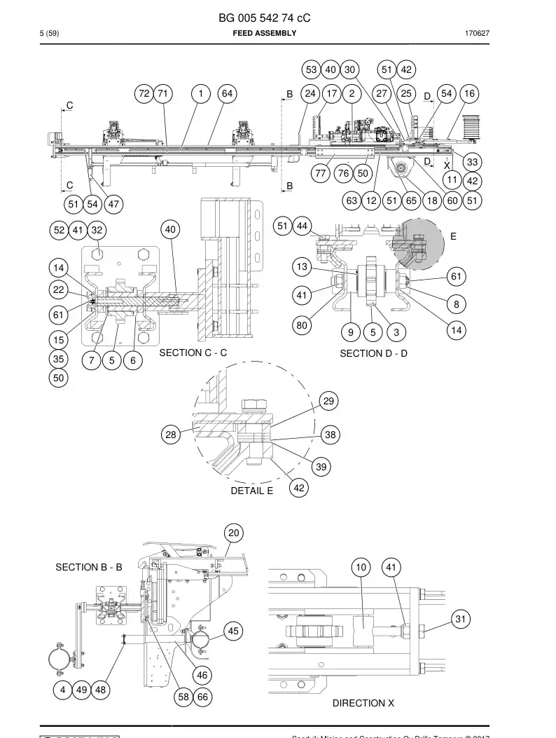 BG00433447f BG 004 334 47f Rod Changer - Sandvik Technical Drawing