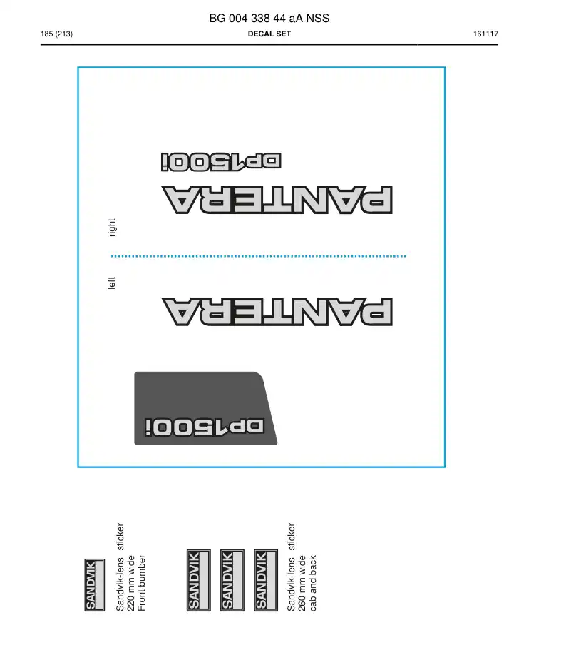 BG00433844a BG 004 338 44a Decal set - Sandvik Technical Drawing