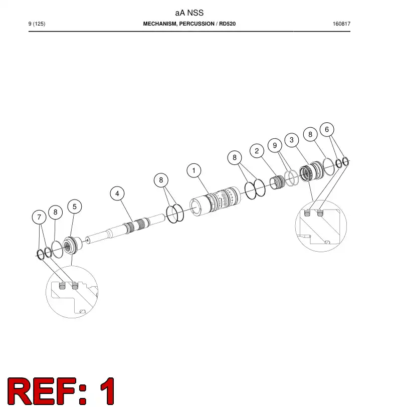 BG00434405a BG 004 344 05a Cylinder, Pilot - Sandvik Technical Drawing