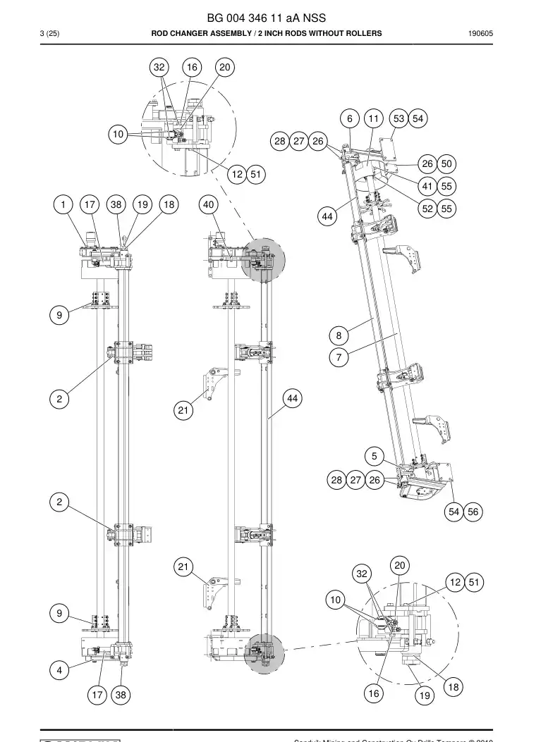 BG00434611a BG 004 346 11a Rod Changer Assembly - Sandvik Technical Drawing