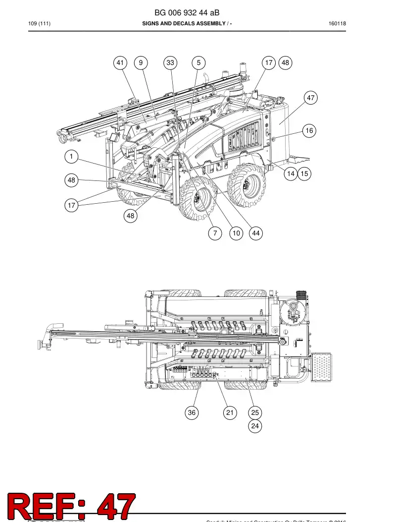BG00435429a BG 004 354 29a Decal - Sandvik Technical Drawing