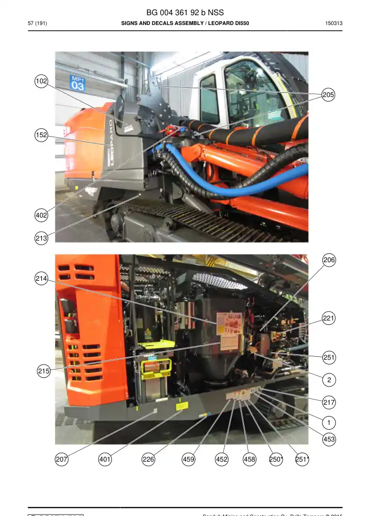 BG00436192b BG 004 361 92b Signs And Decals Assembly - Sandvik Technical Drawing