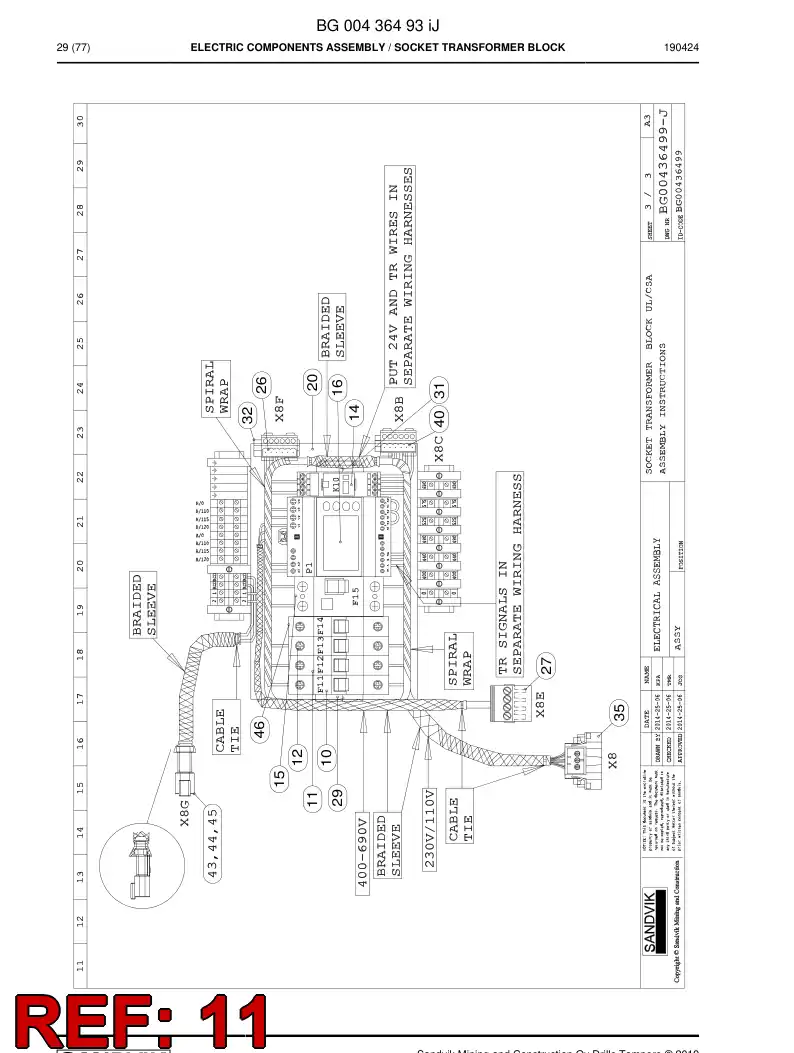 BG00436500c BG 004 365 00c Circuit Breaker - Sandvik Technical Drawing
