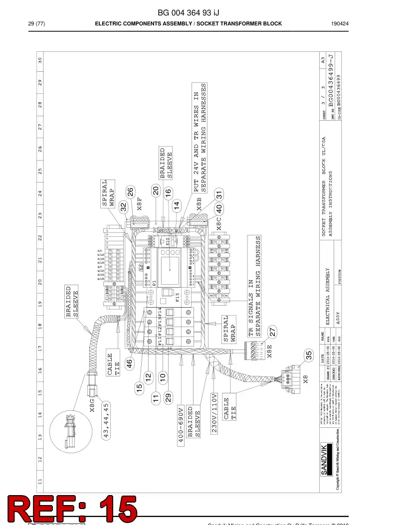 BG00436507b BG 004 365 07b Protection Device, Current Fault - Sandvik Technical Drawing