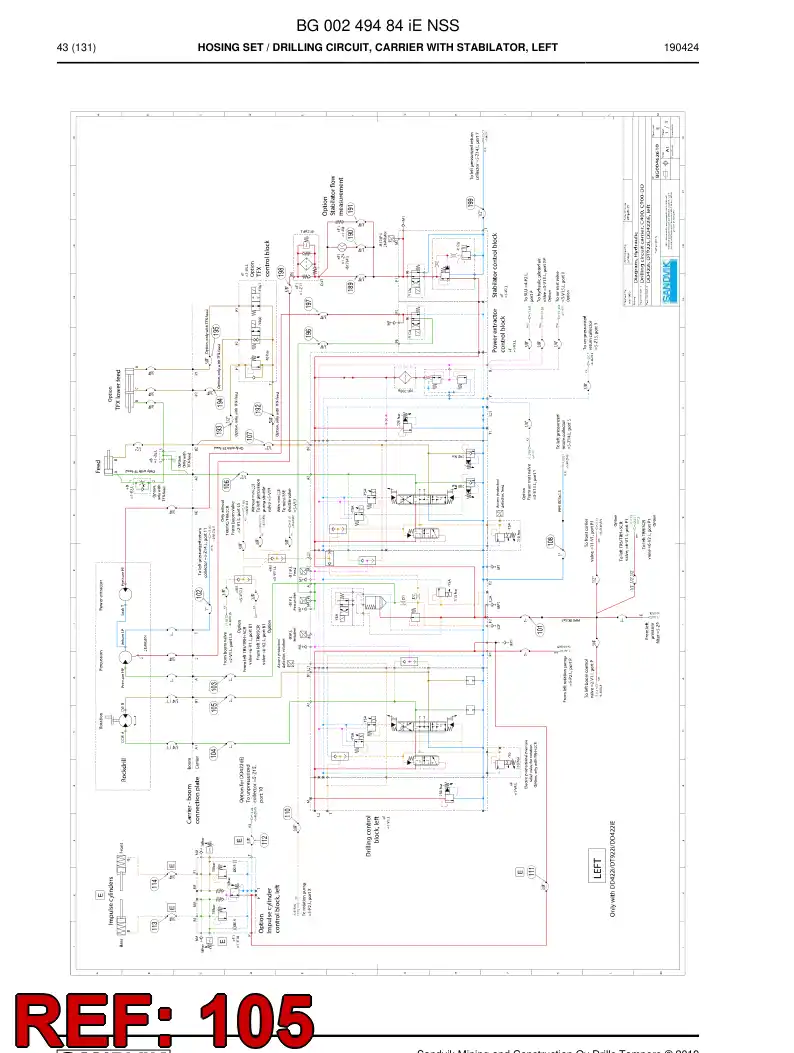BG00437341a BG 004 373 41a Hose Assembly, Hydraulic - Sandvik Technical Drawing